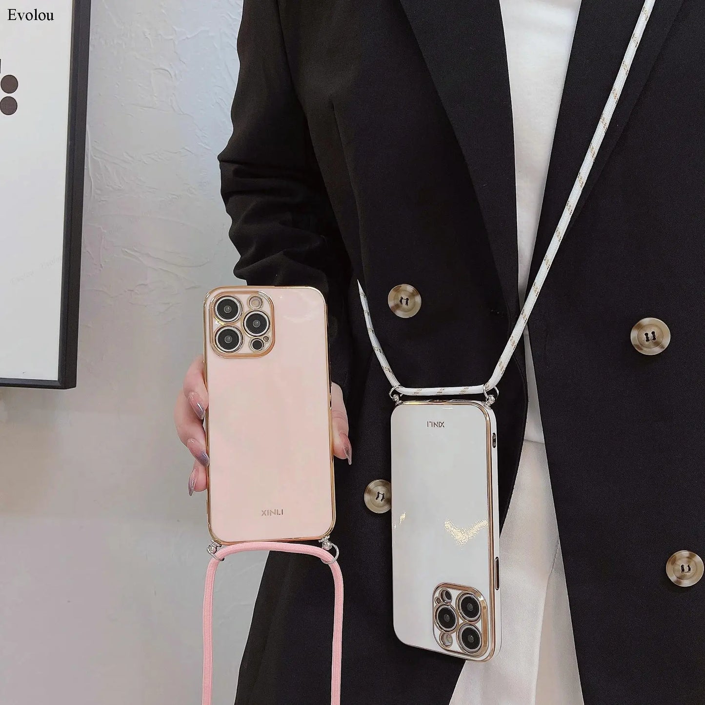 Crossbody lanyard Plating Phone Case For Nothing Phone 2 Soft TPU Lens protection Shockproof Back Cover For Nothing Phone 3A Pro