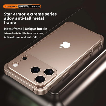 Luxury High-end Official Colour Alloy Aluminium Frame Phone Cases For IPhone 17 Air 17 Pro Max Anti-Shock Lens Rugged Back Cover