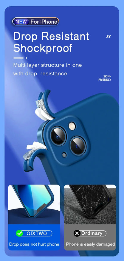 Luxury Silicone Antiskid Phone Case For iPhone 17 Air 16 15 14 13 11 12 Pro Max 16 Plus Shockproof Full Lens Protection Cover