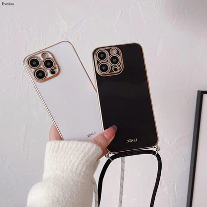 Crossbody lanyard Plating Phone Case For Nothing Phone 2 Soft TPU Lens protection Shockproof Back Cover For Nothing Phone 3A Pro