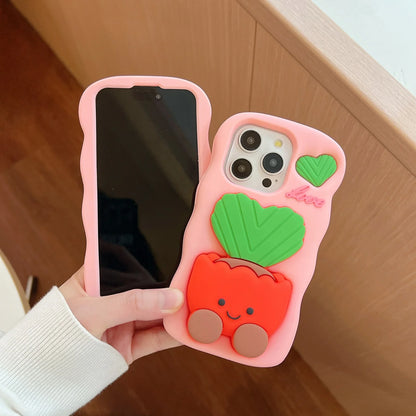 Phone Cases Cute  Soft  Silicone 3D Potted stand for IPhone16  12 13 14 15 Pro Max Shatterproof  Cover Cartoon Protective Shell