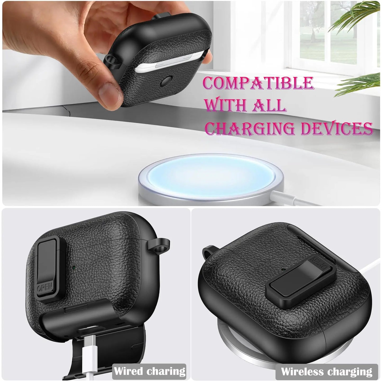 for AirPods Pro 3 Case with Phone Stand&Safety Lock Shockproof Protective Cover with Cleaner Kit for Women Men for AirPods Pro 3