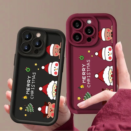 Merry Christmas Phone Case For iPhone 16e 16 Pro Max 15 14 Plus 13 12 Pro Max 11 Soft TPU Silicone Back Cover New Year Gift