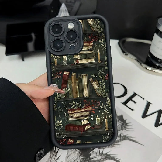 Book Shelf Creative Pattern Silicone Phone Case For iPhone 16 Pro Max Cases iPhone 15 14 13 12 11 XS Max X XR 7 8 Plus 16E Cover