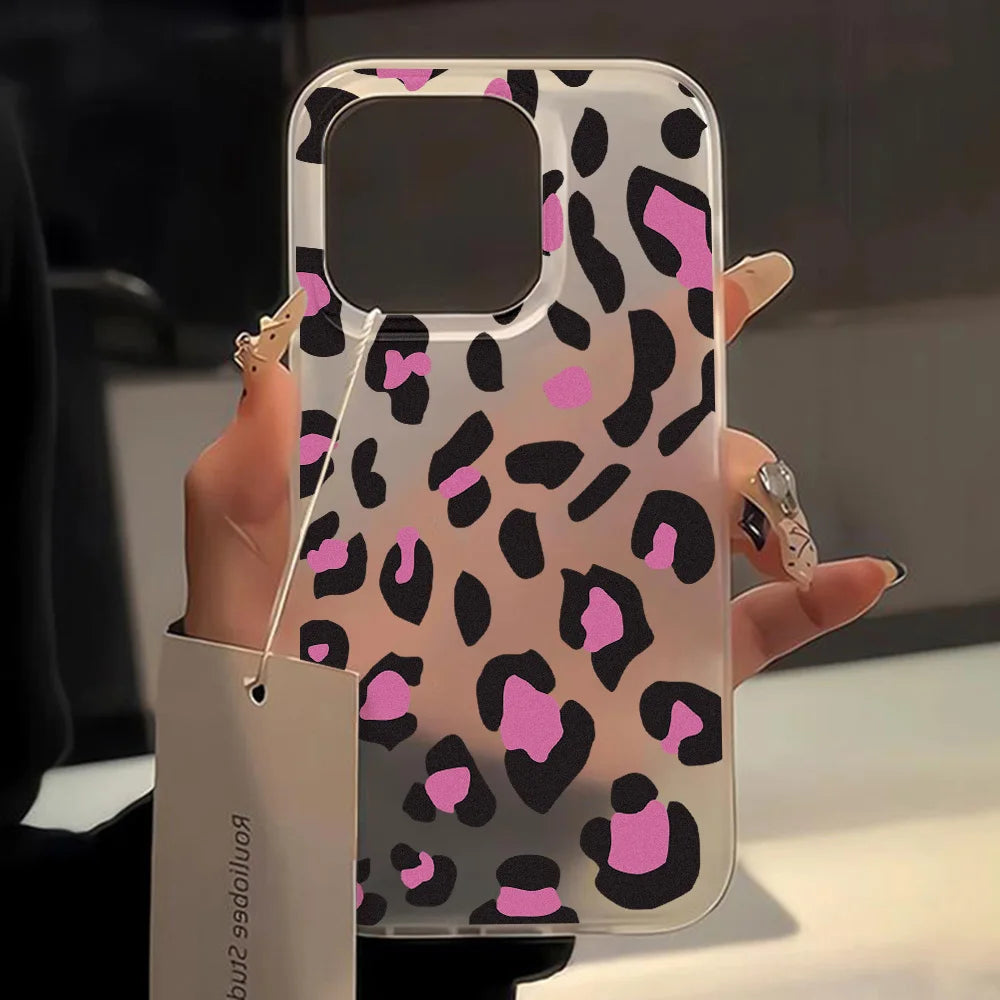 Flower Matte Case For iPhone 17 Cases iPhone 17 Air 16 Pro Max 12 14 11 13 15 Fundas Soft Shockproof Cover Leopard Phone Bumper