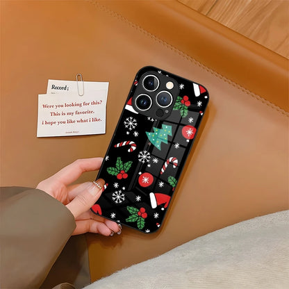 Christmas Phone Case Tempered Glass For iPhone 16 15 13 14 12 11 Pro XS Max Plus Mini SE2020 Coque
