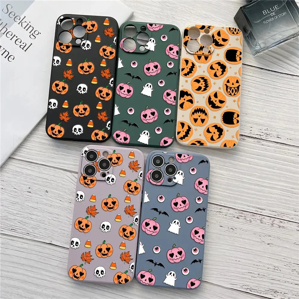 Pumpkin Halloween Happy Phone Case For iPhone 17 16 15 14 13 12 11 Pro Max Cases For iPhone 17 Air 16 Plus 16E XS Silicone Cover