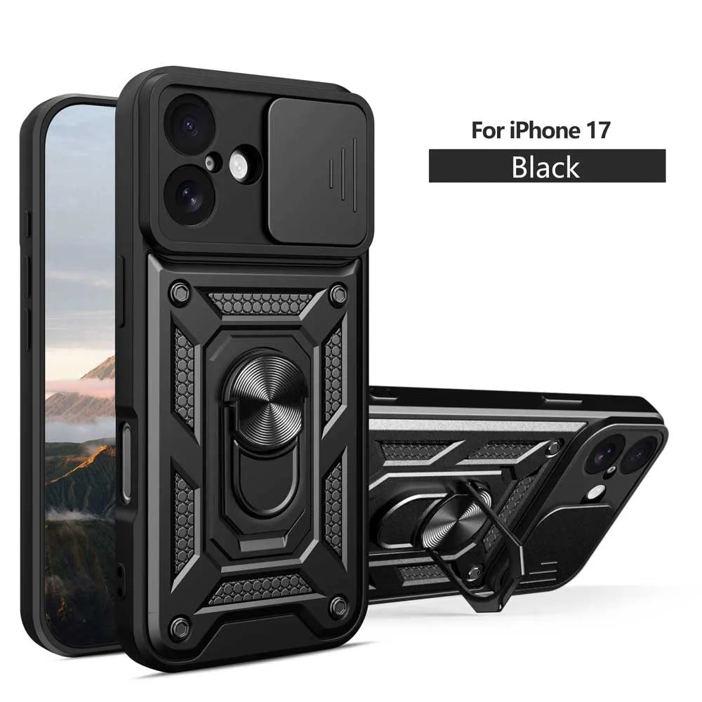 Shockproof Armor Case For iPhone 17 Car Holder Phone Cover for iPhone17 5G Camera Lens Protection Fundas