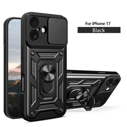 Shockproof Armor Case For iPhone 17 Car Holder Phone Cover for iPhone17 5G Camera Lens Protection Fundas