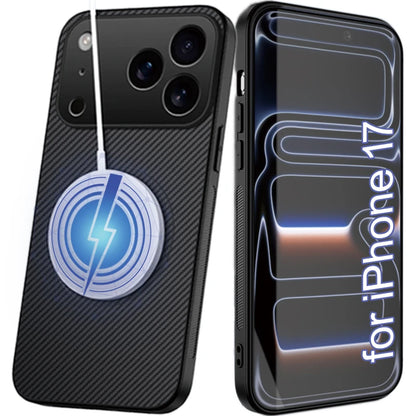 Magnetic Carbon Fiber Phone Case For iPhone 17 Pro Max 17Pro 17Air Cases For Magsafe Wireless Charge Protective Shell Back Cover