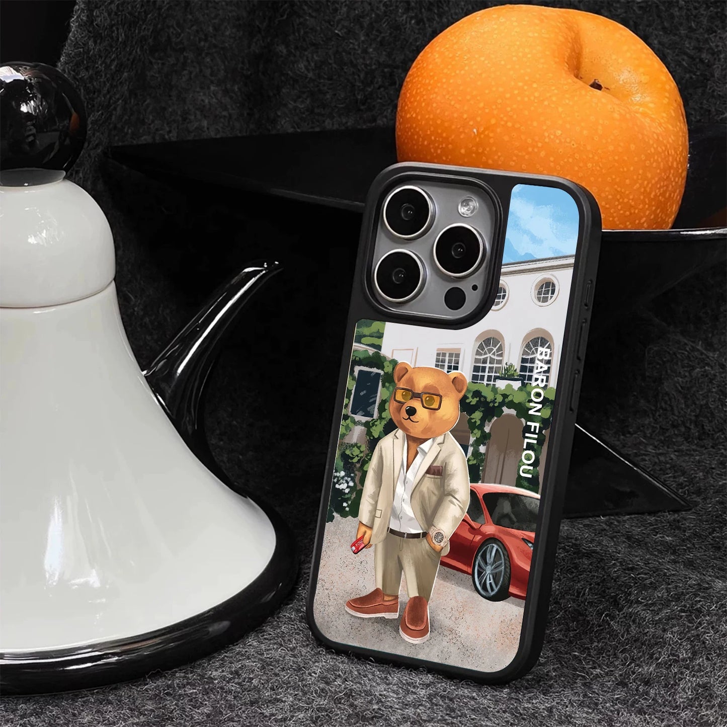 BARON FILOU bear phone case for iphone 16 15 14 13 12 11 pro max plus cover Luxury car fashion  funda sport Skiing cases carcasa