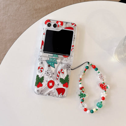 Cartoon Christmas Element Pattern Folding Phone Case for Galaxy Z Flip 3 4 5 6 Cute Phone Accessories Christmas Gift