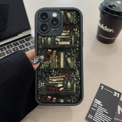 Book Shelf Creative Pattern Silicone Phone Case For iPhone 16 Pro Max Cases iPhone 15 14 13 12 11 XS Max X XR 7 8 Plus 16E Cover