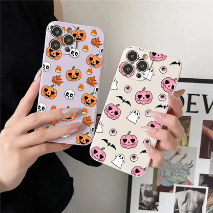 Pumpkin Halloween Happy Phone Case For iPhone 17 16 15 14 13 12 11 Pro Max Cases For iPhone 17 Air 16 Plus 16E XS Silicone Cover