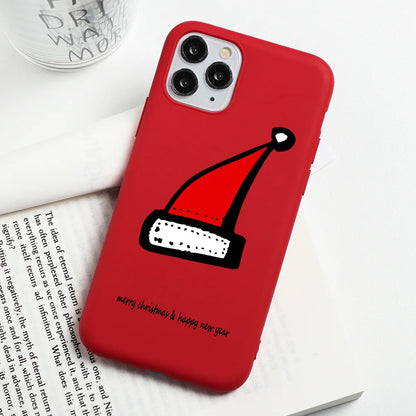 Christmas Gift Phone Case For iPhone 16 15 12 13 14 11 Pro Max Mini Cute Reindeer Santa Cover For iPhone XS X XR SE 8 Plus Shell