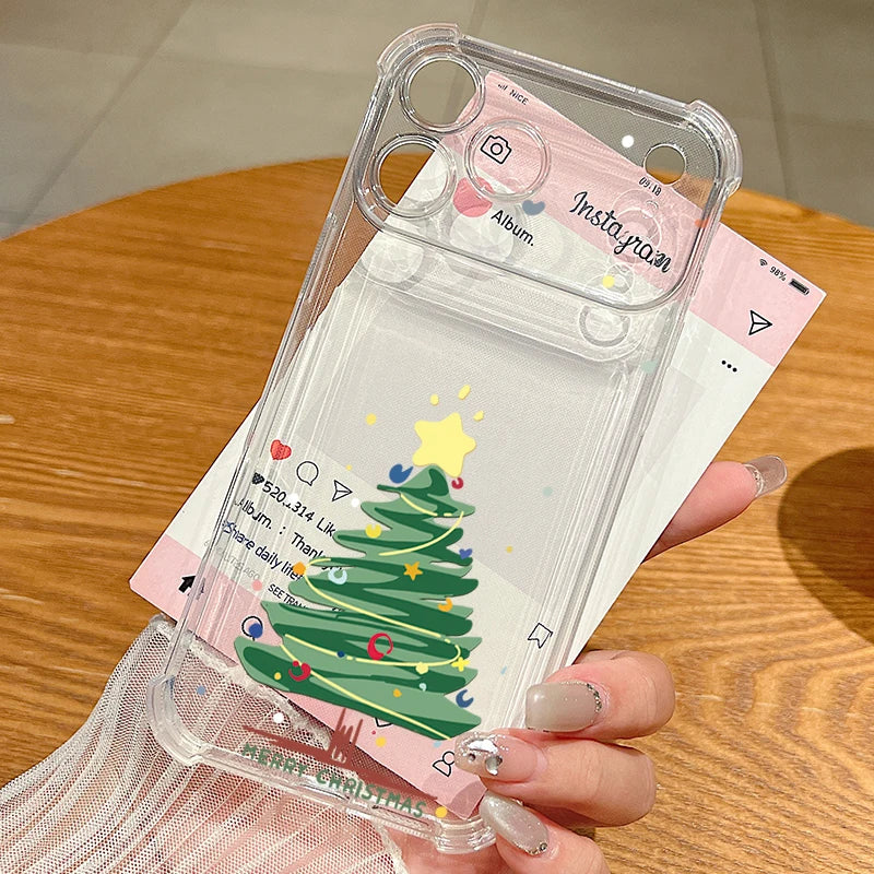 Christmas Tree Gifts Phone Case For iPhone Air 17 Pro 16 15 Pro Max 14 13 12 Pro 11 Shockproof Soft Silicone Transparent Cover