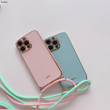 Crossbody lanyard Plating Phone Case For Nothing Phone 2 Soft TPU Lens protection Shockproof Back Cover For Nothing Phone 3A Pro