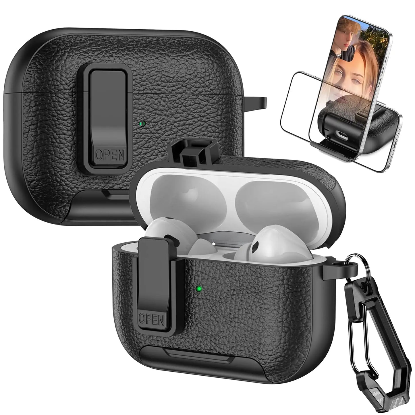 for AirPods Pro 3 Case with Phone Stand&Safety Lock Shockproof Protective Cover with Cleaner Kit for Women Men for AirPods Pro 3