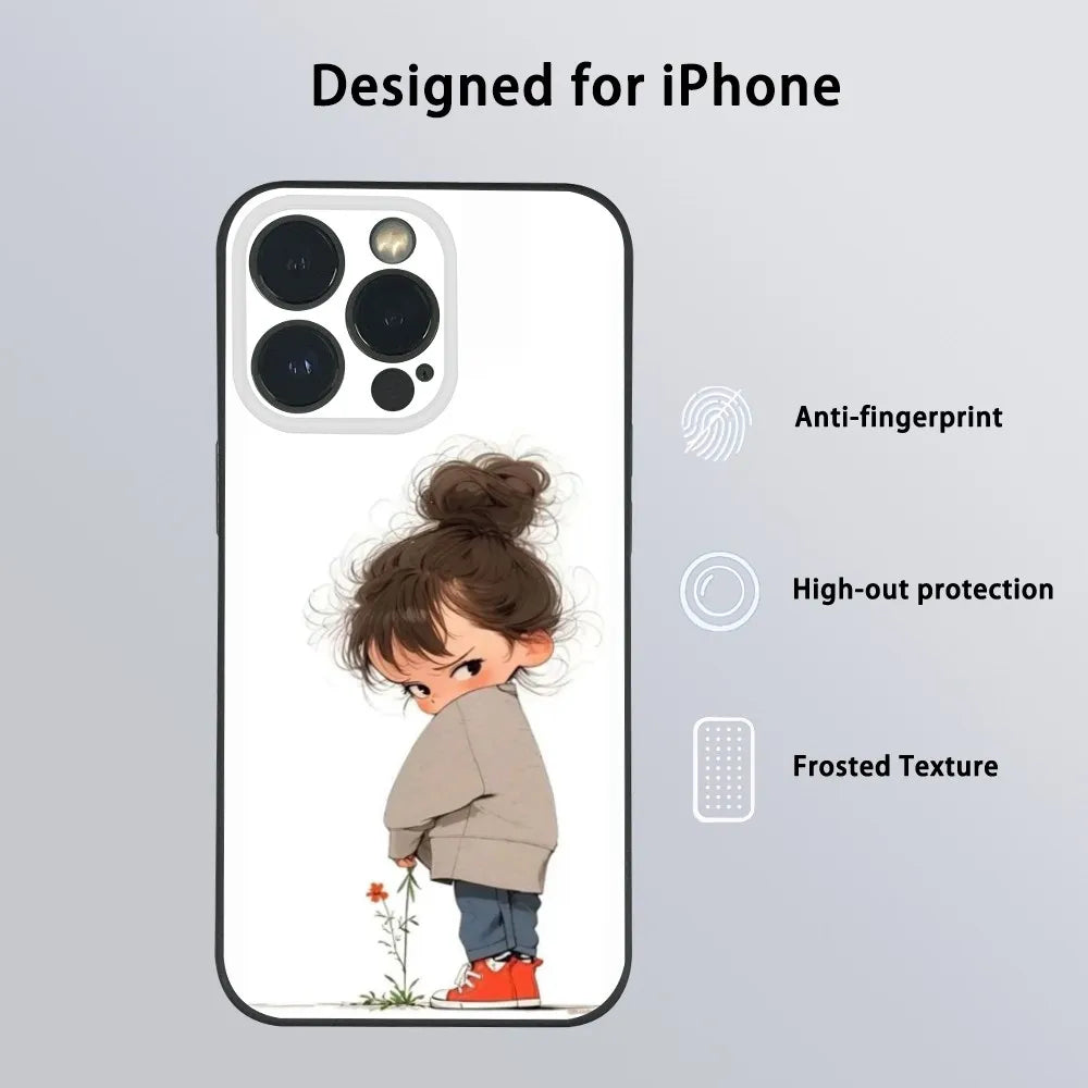 Cute Angry Little Girl Frosted Phone Case For IPhone 16 Pro Max by Quickfindgoods. Store