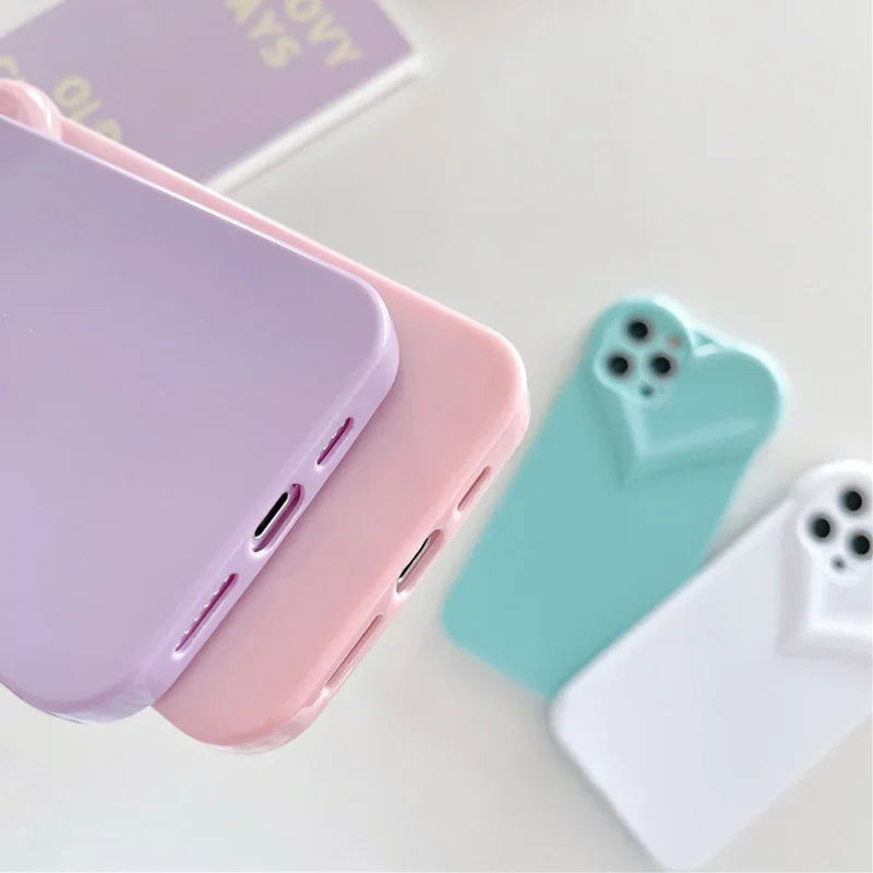 Love Heart Protect Lens Phone Cases For IPhone 17 16 Pro Max 15 14 13 12 11 Pro Xs XR 7 8 Plus SE2/SE3 TPU Shockproof Back Cover