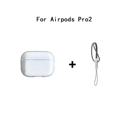 Clear Soft TPU Earphone Case for Airpods 4 3 2 1 Pro Pro2 Pro 3 Shockproof with Lanyard Strap for Airpods 4 Charging Case Cover