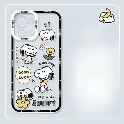 Cute Snoopy Phone Case for Iphone 17 16 15 Pro Max 11 12 13 14 Pro Max 16 14 Plus 12 13 Mini 17 Pro Clear Transparent Soft Cover