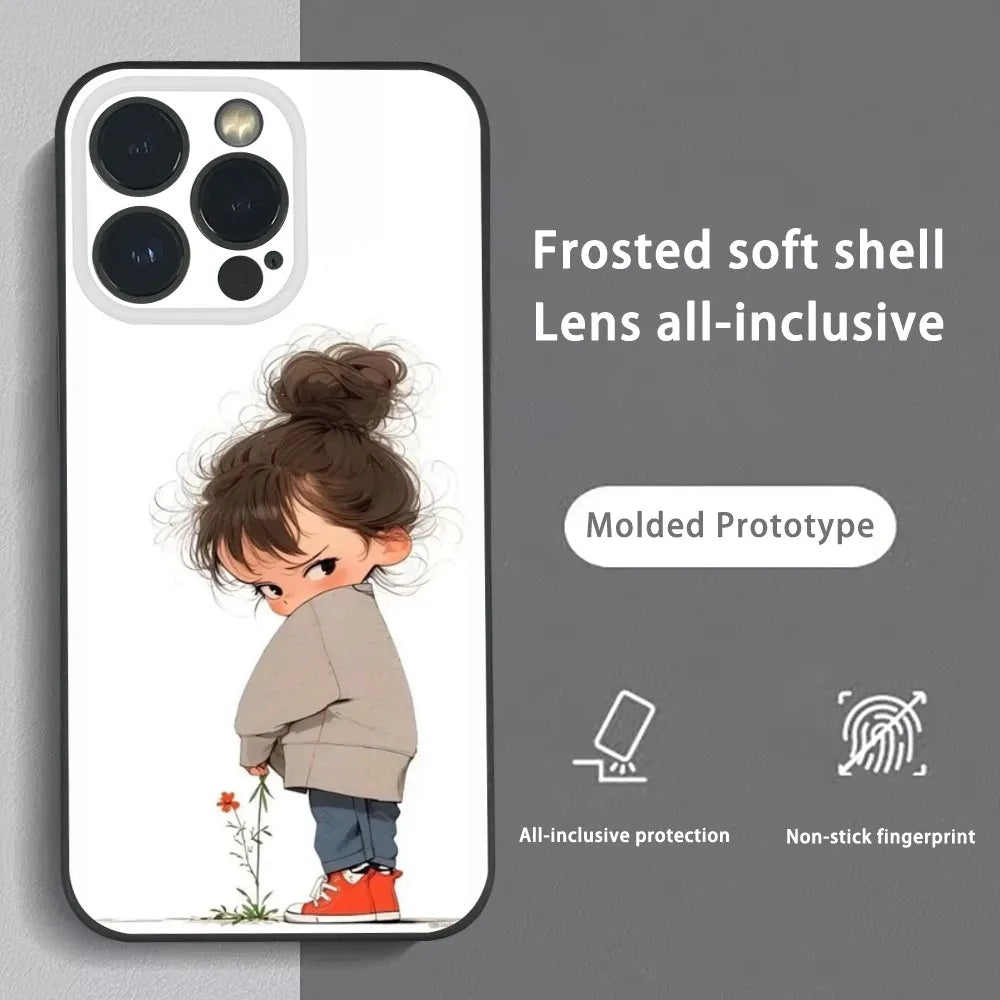 Cute Angry Little Girl Frosted Phone Case For IPhone 16 Pro Max by Quickfindgoods. Store