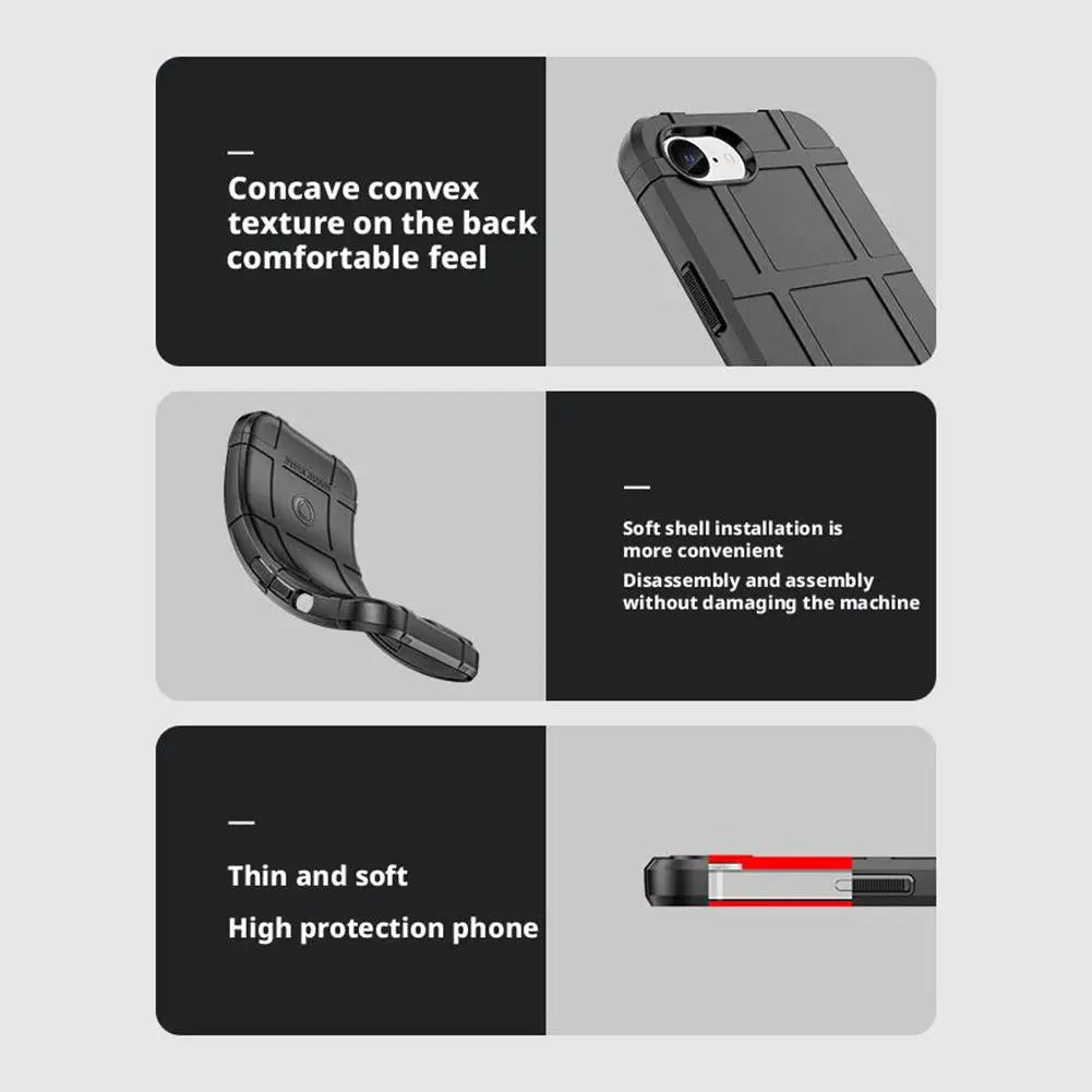 Phone Case For iPhone 16e Rugged Armor Shockproof Phone Case Soft TPU Slim Full Back Case For iPhone 16e 6.1 inch