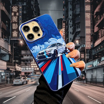 Sports Car Phone Case for iPhone 17 AIR 16 15 14 13 Pro 12 11 Pro Xs X XR Max Laser Hard PC+TPU Cases Back Cover-S731