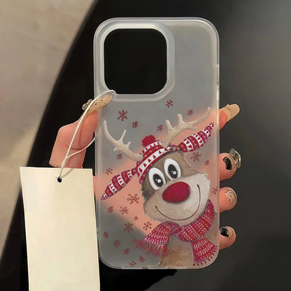 Christmas Cartoon Cute Phone Case For iPhone 11 Case iPhone 13 12 14 15 16 Pro Max Plus 12 13Mini Shockproof Soft Silicone Cover