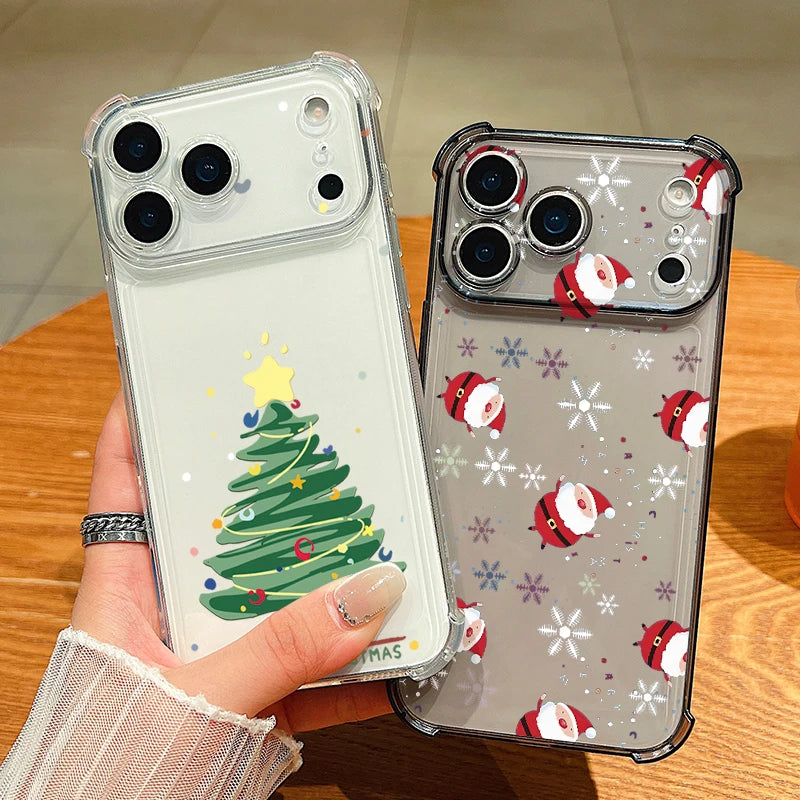 Christmas Tree Gifts Phone Case For iPhone Air 17 Pro 16 15 Pro Max 14 13 12 Pro 11 Shockproof Soft Silicone Transparent Cover