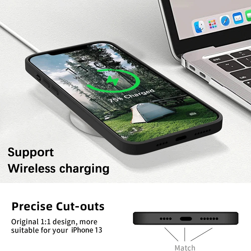 Shockproof Black Phone Case For iPhone 16 15 Pro Fundas For iphone 11 12 13 14 Pro Max 15 Plus Camera Protection Back Cover Case