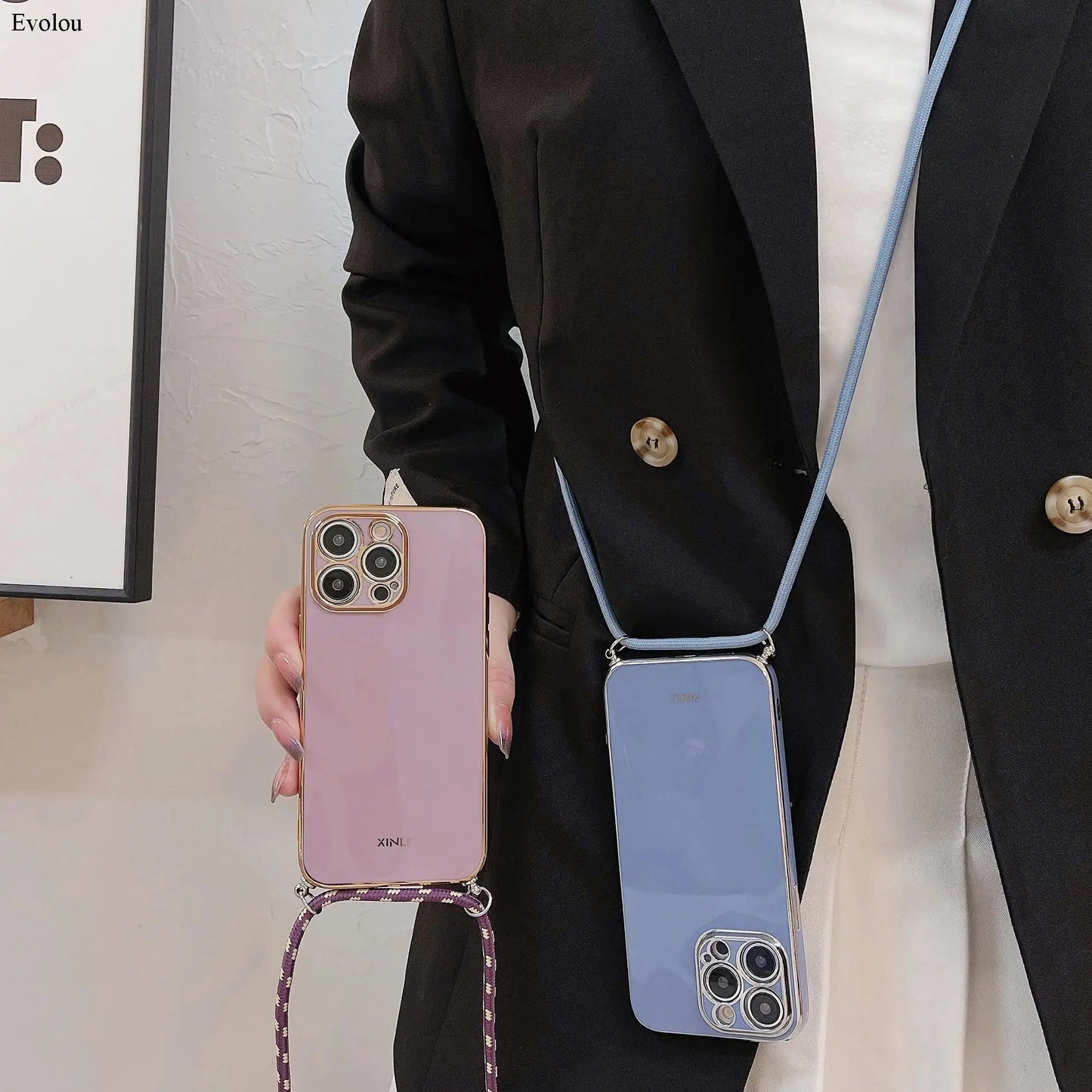 Crossbody lanyard Plating Phone Case For Nothing Phone 2 Soft TPU Lens protection Shockproof Back Cover For Nothing Phone 3A Pro