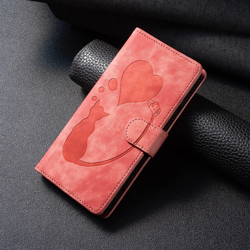 i Phone 17 Flip Case for Coque iPhone 15 16 14 13 12 11 Pro Max iPhon 15 Plus Cases Cute Cat Butterfly Leather Wallet Back Cover