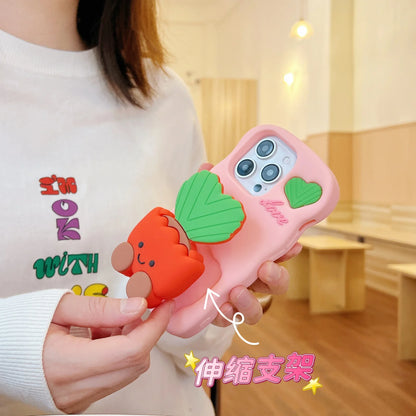 Phone Cases Cute  Soft  Silicone 3D Potted stand for IPhone16  12 13 14 15 Pro Max Shatterproof  Cover Cartoon Protective Shell