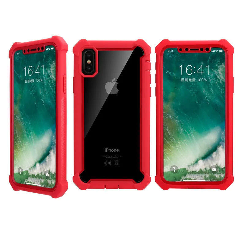 Heavy Duty Protection Urban Doom Armor PC+TPU Case for iPhone 16 15 14 13 12 11 Pro Max Plus Transparent Shockproof Cover