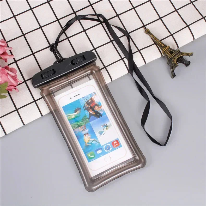 2025 Waterproof Swimming Mobile Phone Cases Macron AirBag Hanging Neck Cases Diving Skiing Phone Bag for All Phones 7 Inch