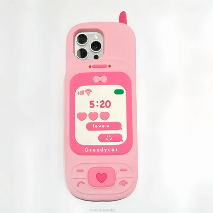 Couple's Fun Accessories Fashionable Pink Push-pull Telephone Design Phone Case For iPhone 13 14 15 16 Pro Max Anti Drop Case