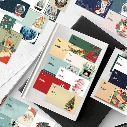 60PCS Christmas Stickers Christmas Gifts Handwritten Phone Cases Decoration Waterproof Stationery Stickers