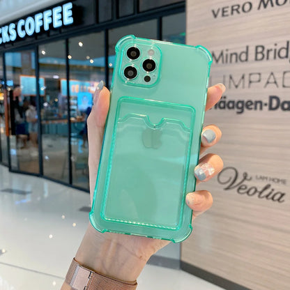 Wallet Card Holder bag Phone Case For iPhone 14 Pro Max 11 12 13 mini 15 Plus 14 Pro Max Fundas Cover Soft Silicone Clear Cases