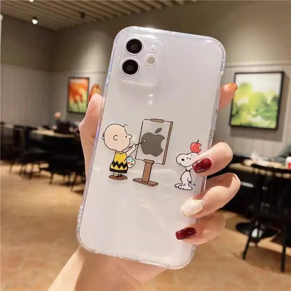 Cute Snoopy Phone Case for Iphone 17 16 15 Pro Max 11 12 13 14 Pro Max 16 14 Plus 12 13 Mini 17 Pro Clear Transparent Soft Cover