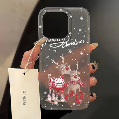 Christmas Cartoon Cute Phone Case For iPhone 11 Case iPhone 13 12 14 15 16 Pro Max Plus 12 13Mini Shockproof Soft Silicone Cover