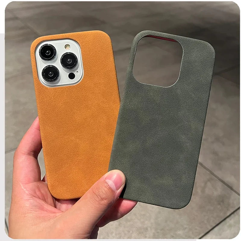 Phone Case For iPhone 16 15 14 13 12 11 Pro Max Plus Suede Leather Cases Matte Silicone Soft Shockproof Cover Fashion by Quickfindgoods. Store