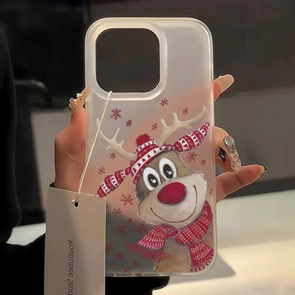 Christmas Cartoon Cute Phone Case For iPhone 11 Case iPhone 13 12 14 15 16 Pro Max Plus 12 13Mini Shockproof Soft Silicone Cover