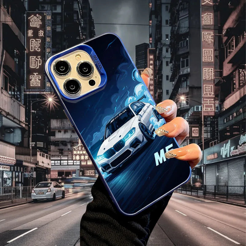 Sports Car Phone Case for iPhone 17 AIR 16 15 14 13 Pro 12 11 Pro Xs X XR Max Laser Hard PC+TPU Cases Back Cover-S731