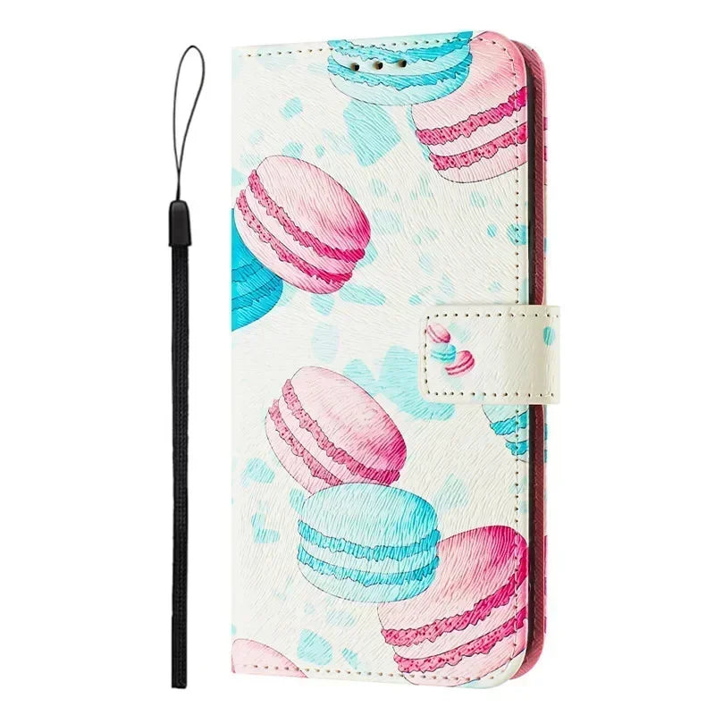 13 Leather Phone Case For iPhone 13 12 Mini 11 Pro 13Pro 12Pro Max 11Pro Coque Flip Cover Wallet Magnetic Painted Cases Cat Bear