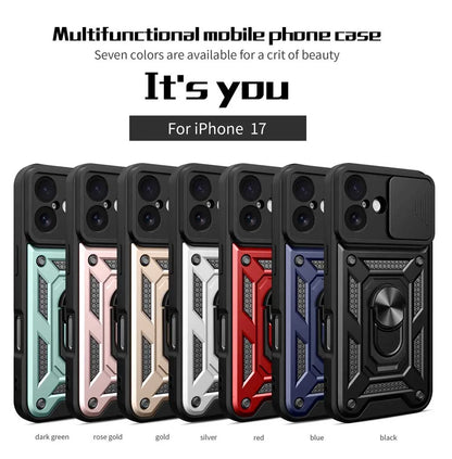 Shockproof Armor Case For iPhone 17 Car Holder Phone Cover for iPhone17 5G Camera Lens Protection Fundas
