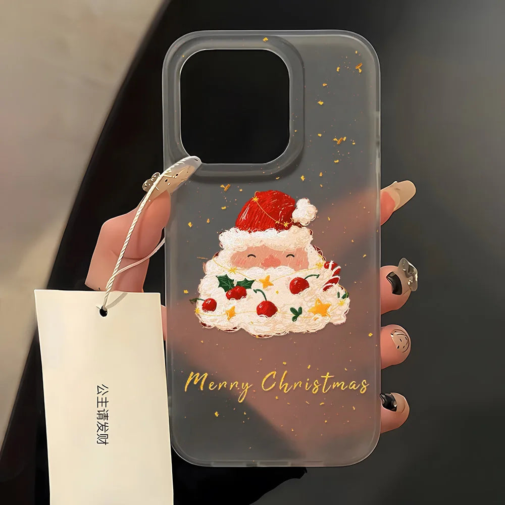 Christmas Cartoon Cute Phone Case For iPhone 11 Case iPhone 13 12 14 15 16 Pro Max Plus 12 13Mini Shockproof Soft Silicone Cover