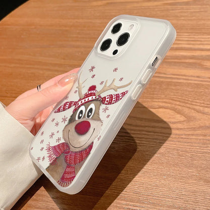 Christmas Cartoon Cute Phone Case For iPhone 11 Case iPhone 13 12 14 15 16 Pro Max Plus 12 13Mini Shockproof Soft Silicone Cover