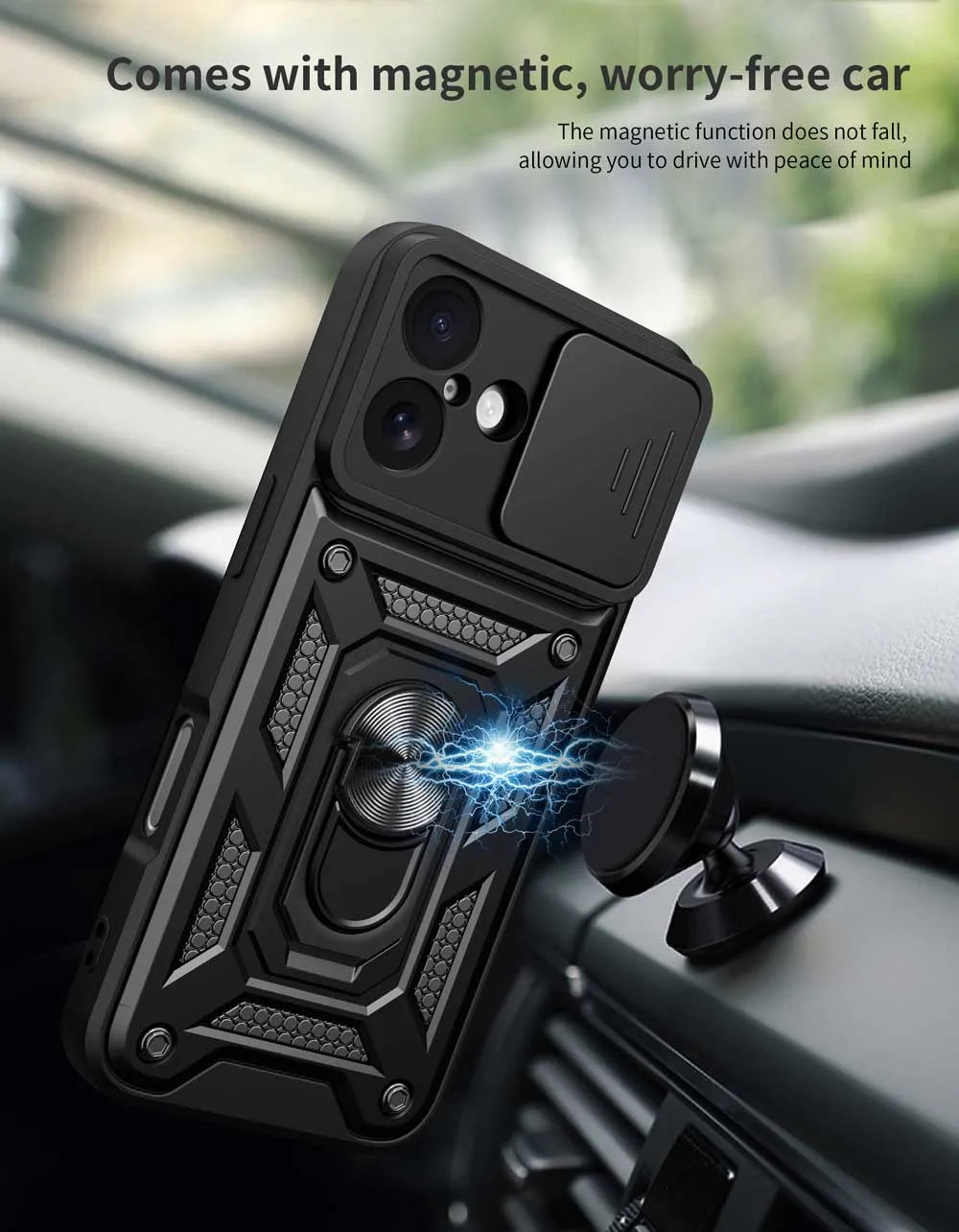 Shockproof Armor Case For iPhone 17 Car Holder Phone Cover for iPhone17 5G Camera Lens Protection Fundas